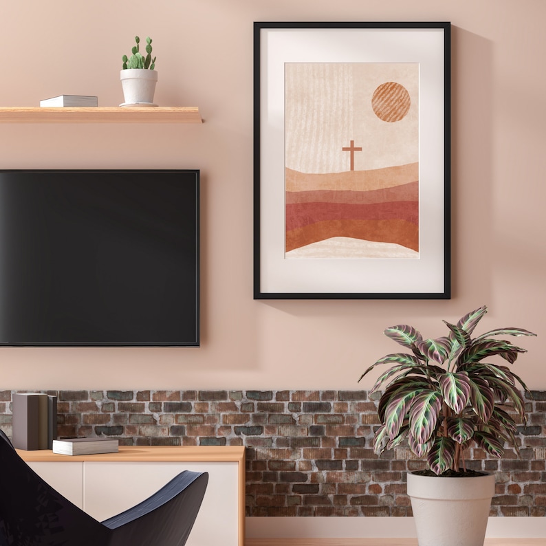 Jesus Cross Artwork / Boho Christian Wall Art / Christian Print