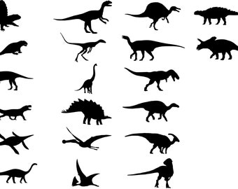 20 Dinosaur silhoettes bundle. Vector graphics for cutfiles, cards, scrapbooking et.c.