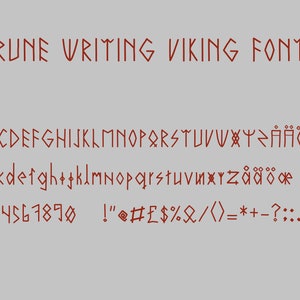 Scandinavisch Viking lettertype. Rune schrijfstijl. otf- en svg-formaten. Voor aangepaste kaarten, ontwerpen et.c