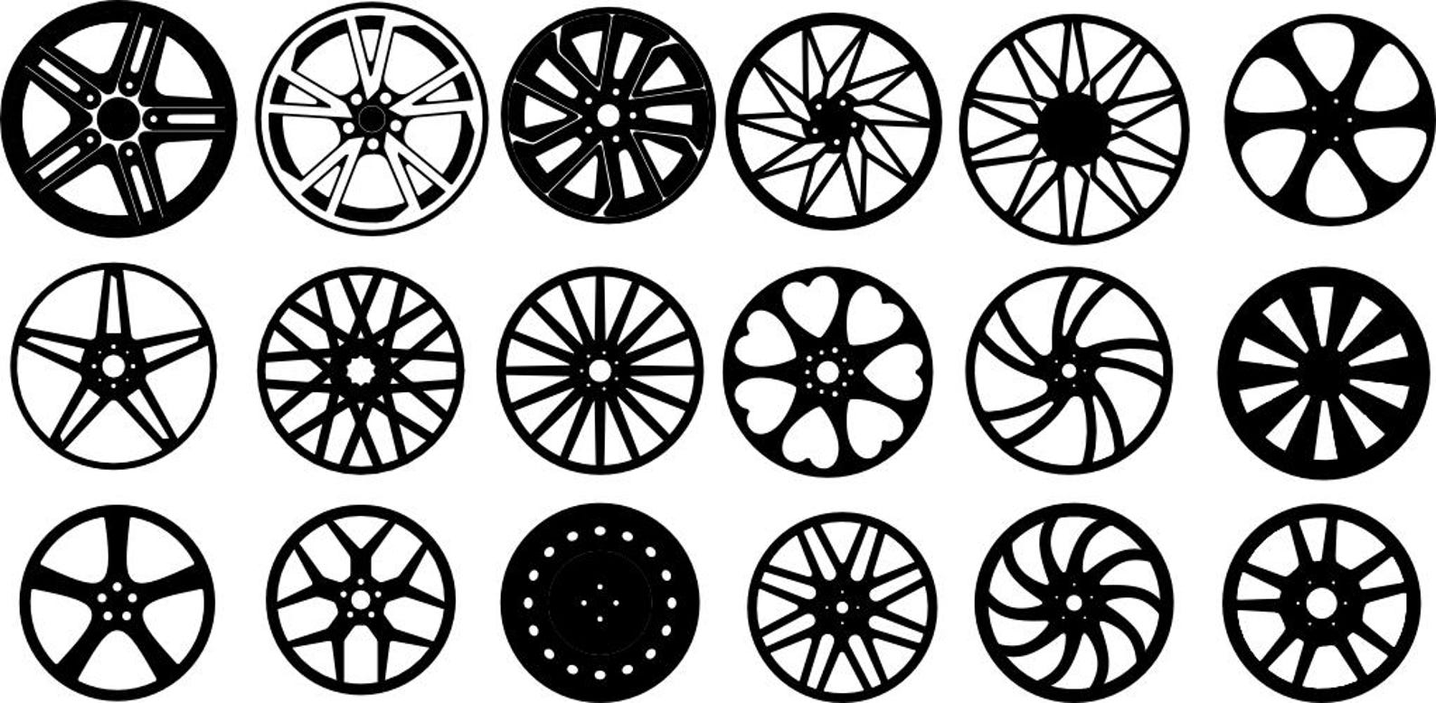 Universal Car Rim Pattern Bundle of 20 Cad-drawn Car Wheel Rim Vector File Patterns - Etsy