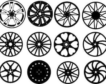 Bundle of 20 CAD-drawn car wheel rim vector file patterns