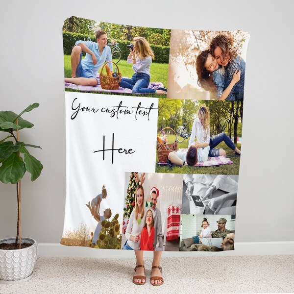Photo Collage Gifts for Mom, Customizable  Photo Blanket,  Family & Friends Custom Gifts, Special Memory Keepsake,  Mothers Day Gift