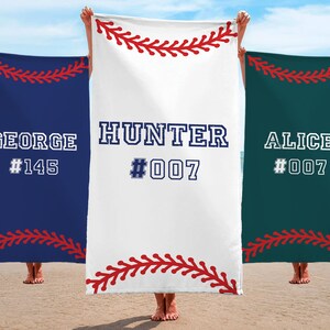 Baseball Beach Towel, Custom Baseball Pool Towel, Baseball Gifts For Boys, Baseball Team Gifts, Baseball Player, Personalized Baseball Towel