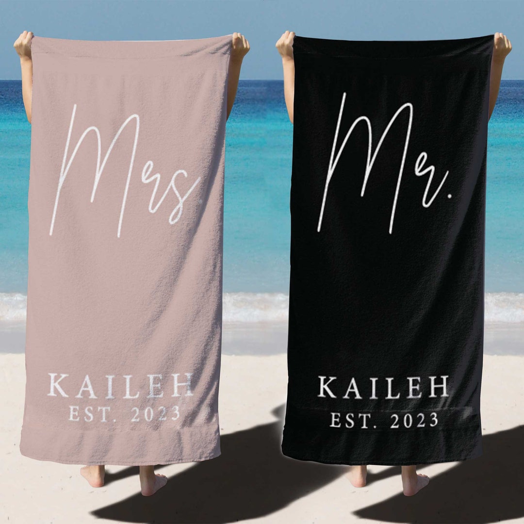Couple Towels for Mr. and Mrs. Custom Beach Towels Personalized Beach