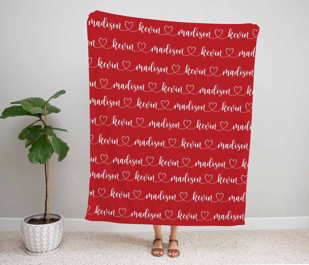Custom Name Blanket for Your Mom, Personalized Valentine's Day Blanket