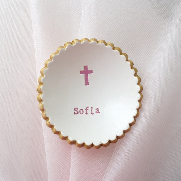 Cross Jewelry Dish, Custom Ring Dish, Ring Tray, Baptism Gift, Personalized, Religious Gift, First Communion, Initial Ring Dish, Ring Holder