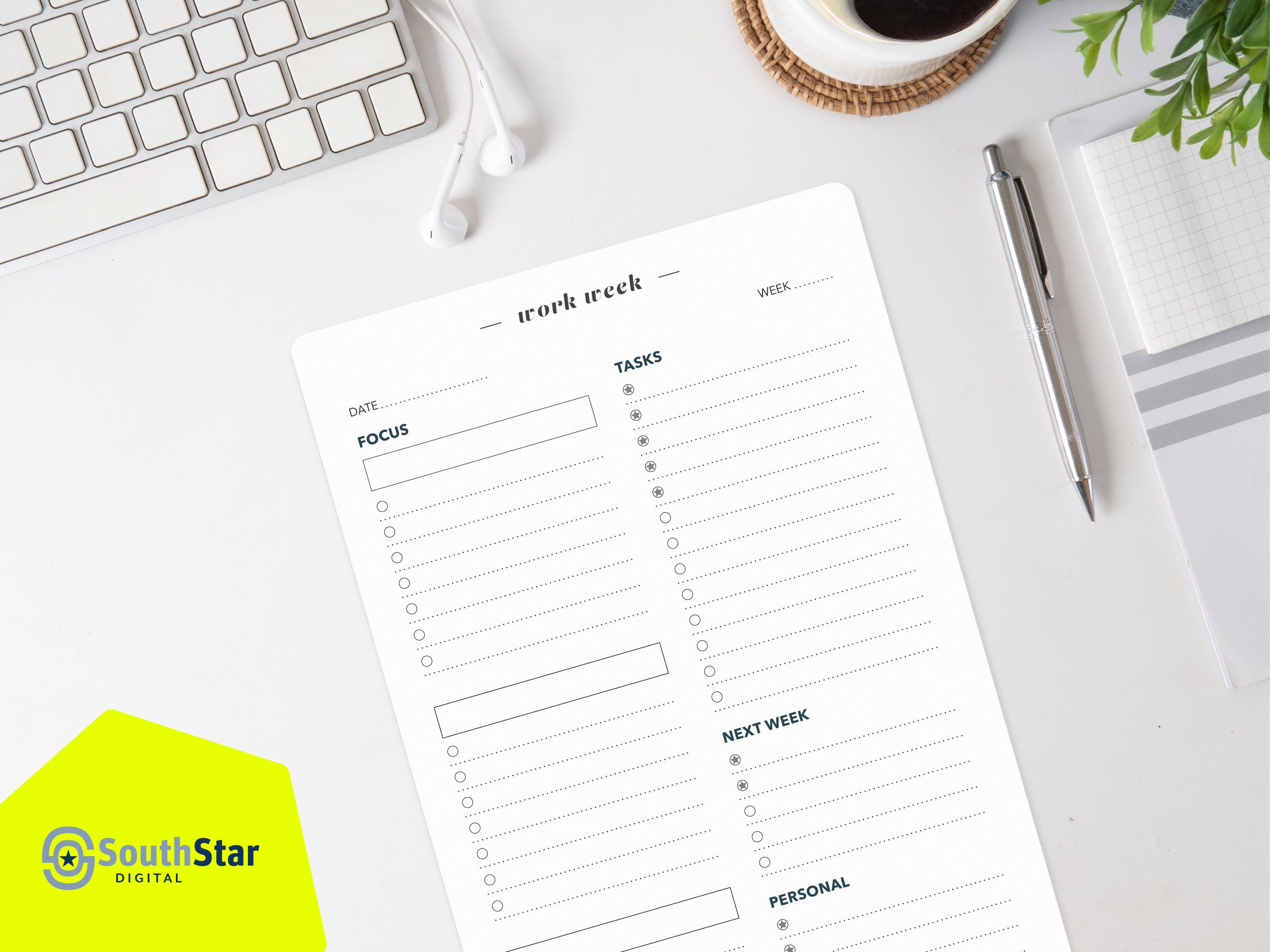 Weekly Planner Daily Schedule Workday Timeboxing to Do List Task