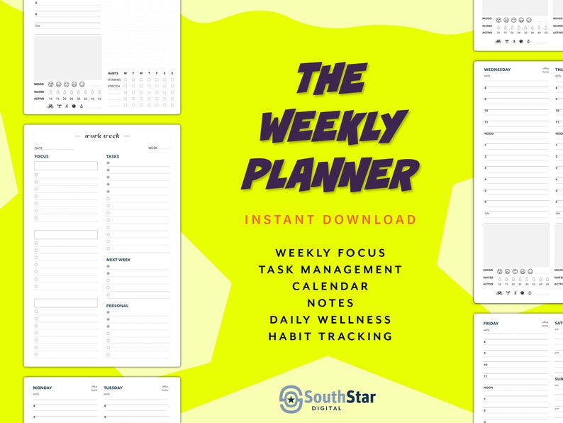 Weekly Planner Daily Schedule Workday Timeboxing to Do List Task