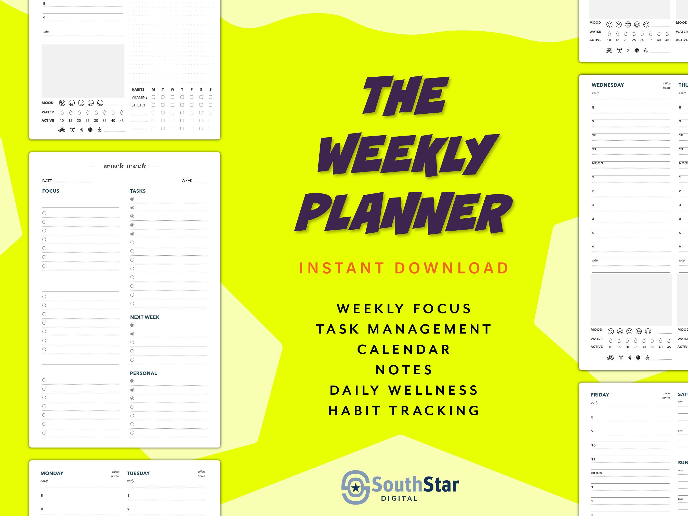Weekly Planner Daily Schedule Workday Timeboxing to Do List Task