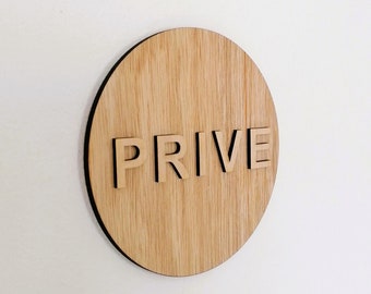 Pictogramme Privé, Interdit, Signalétique Bois, Panneau de porte, Icone en bois pour porte