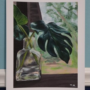jar with leaves painting PRINT (1” white border)