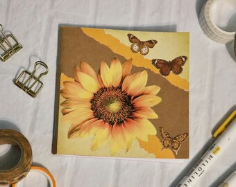 4.25 « x4.25 » tournesol et papillons collage de papier notebook