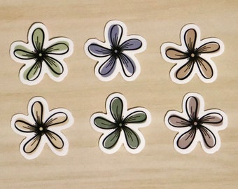 1.25”x1.25” whimsical flowers stickers—set of 6