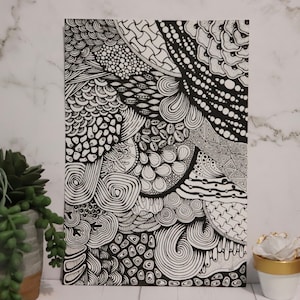 czarno-biały zentangle ORYGINALNY