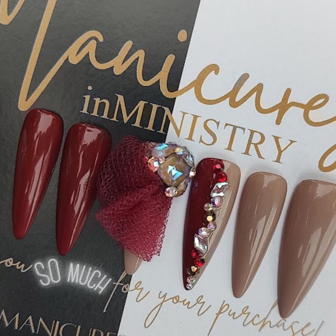 Fashion Editorial Burgundy PRESS on Nail Artistry With Drapery Etsy