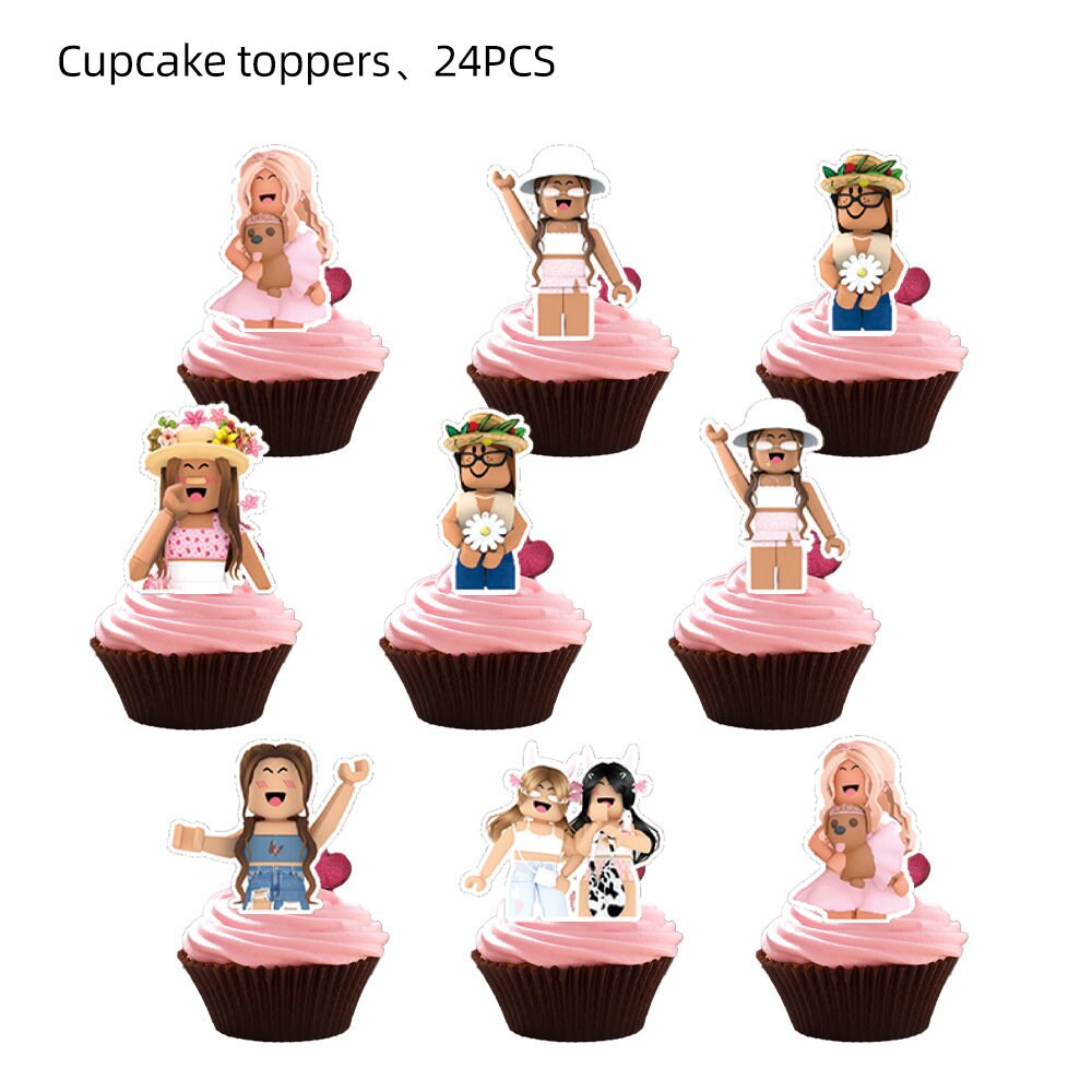 Girl Roblox Cupcake Topper Pink Roblox Birthday Party -  Portugal