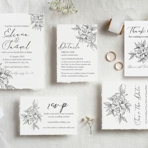 Elegant Floral Wedding Invitation Suite Editable Template