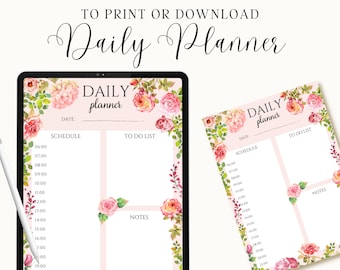 Printable Floral Daily Planner - Etsy