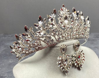Bridal Jewelry Set, Crystal Earrings & Tiara, Bridal Tiara, Wedding Tiara, Crystal Earrings, Prom Tiara, Bridesmaid Tiara, Wedding Crown
