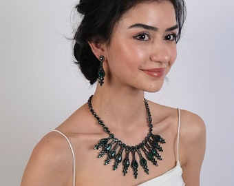 Crystal Bridal Necklace and Earrings Set, Elegant Wedding Jewelry
