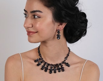 Crystal Bridal Jewelry Set, Elegant Wedding Necklace and Earrings