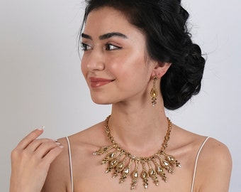 Kristall Braut Schmuck Set, Hochzeit Halskette und Ohrringe