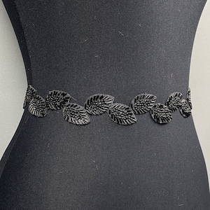 Crystal Beaded Wedding Belt, Black Wedding Belt, Bridal Belt, Black Wedding Sash Belt, Bridal Sash Belt for Dresses, Crystal Belt