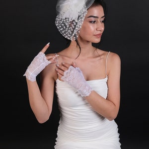 Special Design Bridal Gloves, Fingerless Bridal Gloves And Wedding Hat, Bridal Hat, Wedding Gloves, Gloves, White Gloves