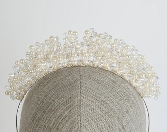 Bandeau de mariage, bandeau de mariée, casque de mariage perle, diadème en strass, perle de mariée et diadème en cristal, diadème de mariage