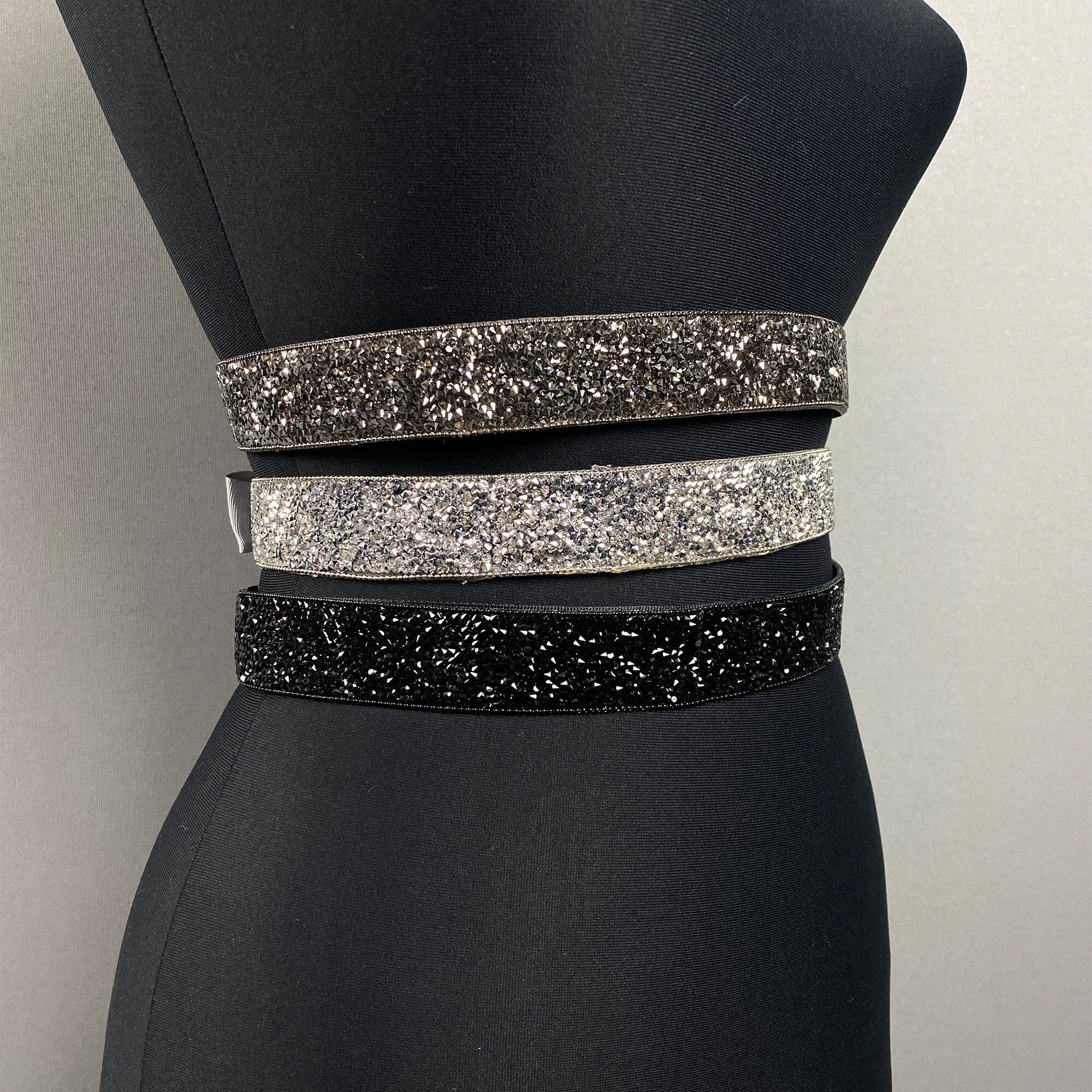 Wekity Bridal Ribbon Belt Handmade Diamond Girdle Rhinestone Applique Waist  Chain Wedding Dress Accessories