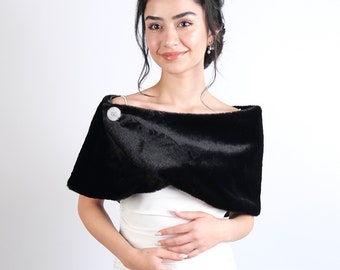 Black Faux Fur Bridal Wrap: Winter Wedding Shrug
