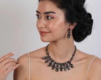 Crystal Bridal Jewelry Set, Elegant Wedding Necklace and Earrings