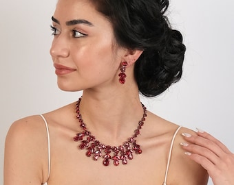 Crystal Bridal Jewelry Set, Elegant Necklace and Earrings