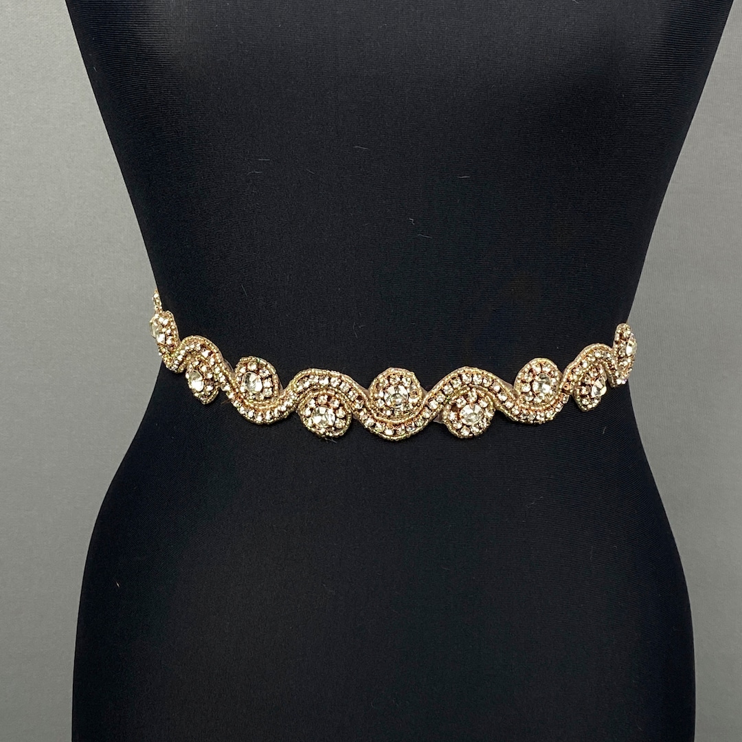 Crystal Bridal Sash Belt, Thin Wedding Dress Belt - Etsy display picture 2