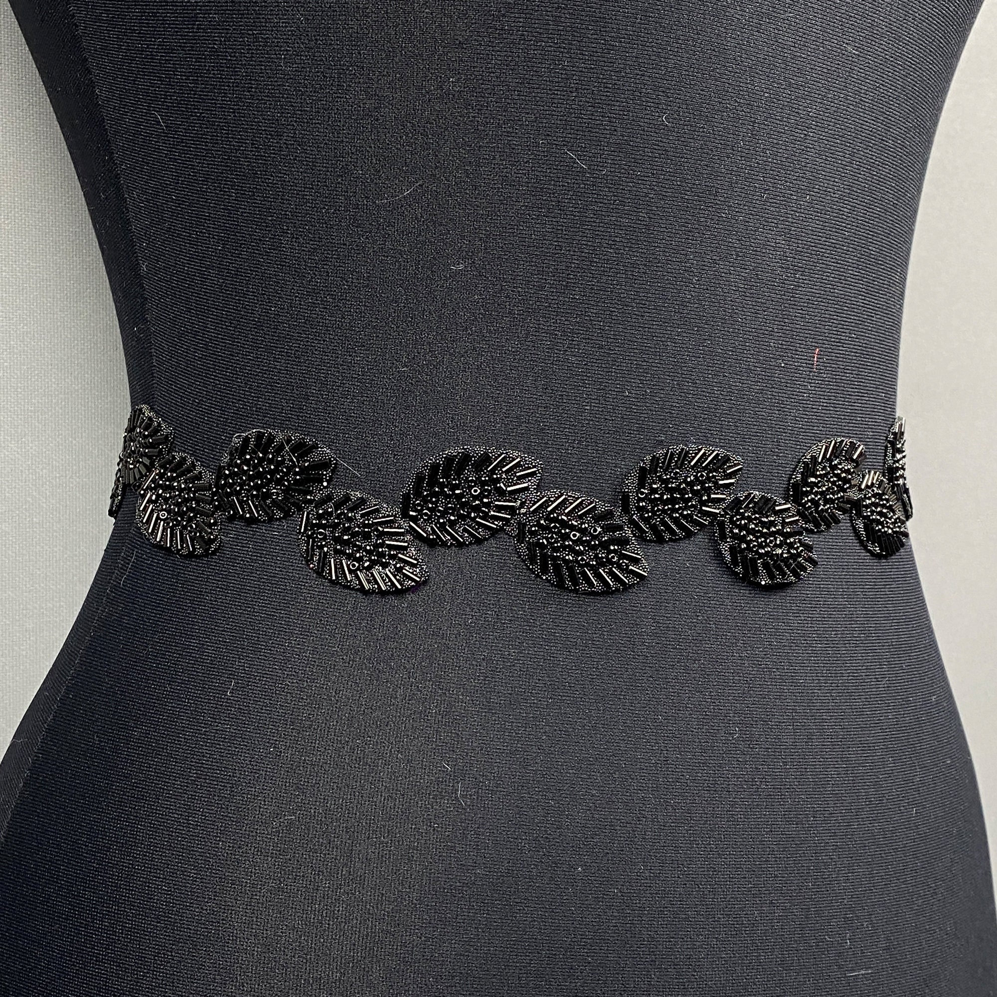 black beaded belt for wedding dress Satin Diamante Beaded Black Belt – Windsor & Lux main image 0
