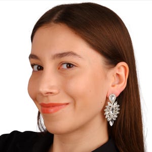 Crystal Wedding Earrings Bridal Stud Earrings   Crystal Cluster Stud Earrings  Crystal Bridal Earrings Silver Crystal Earrings