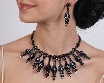 Crystal Bridal Necklace Set, Wedding Jewelry