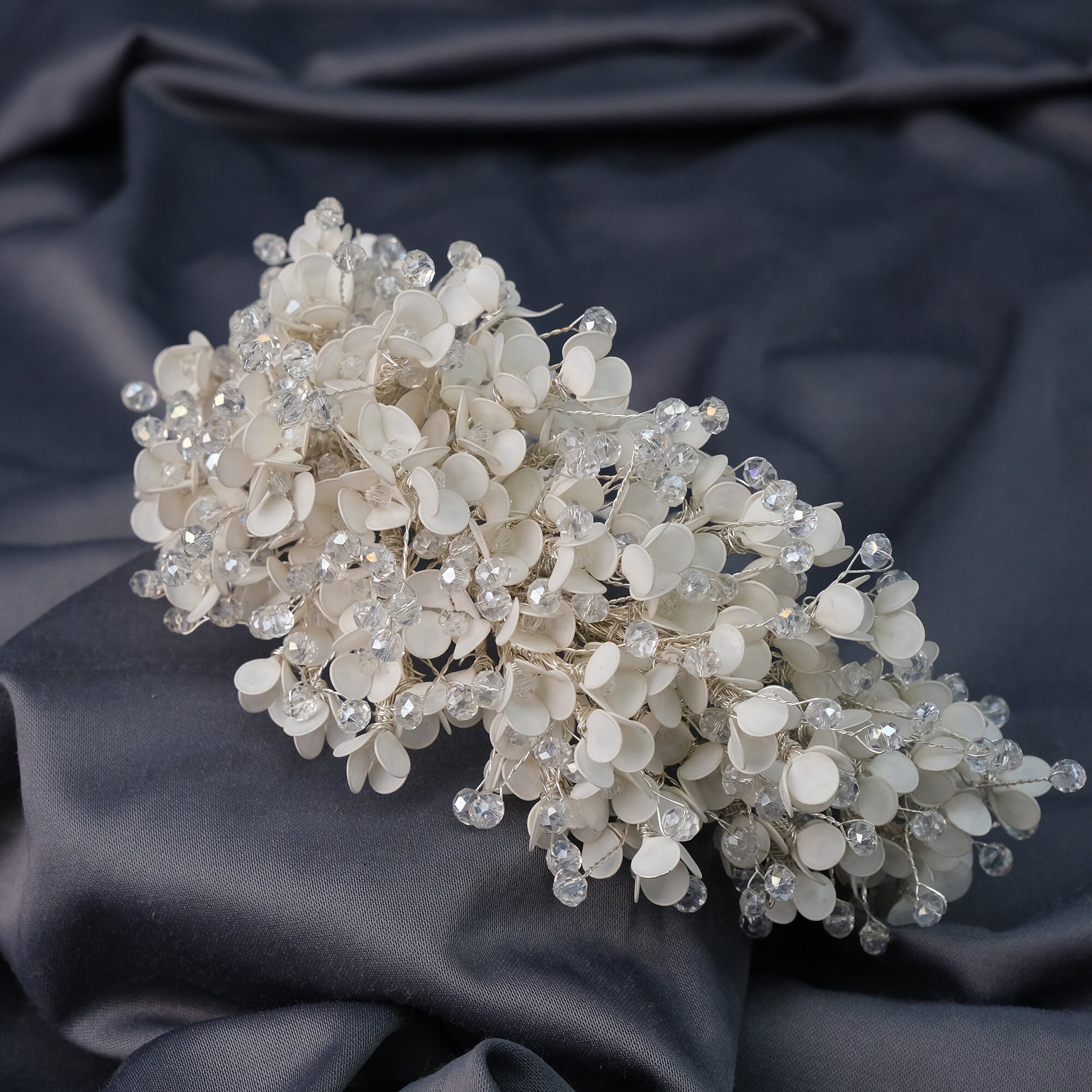 Rhinestone Tiara w/ Floral-Inspired Design
