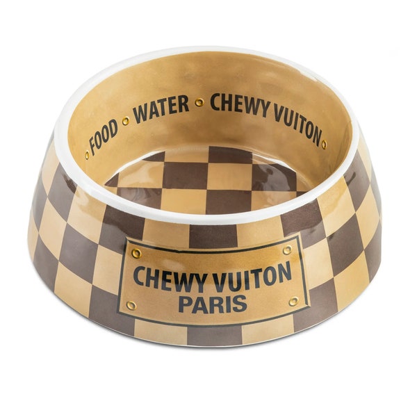 Checker Chewy Vuiton Bowl (Sizes Small, Med, or Large)