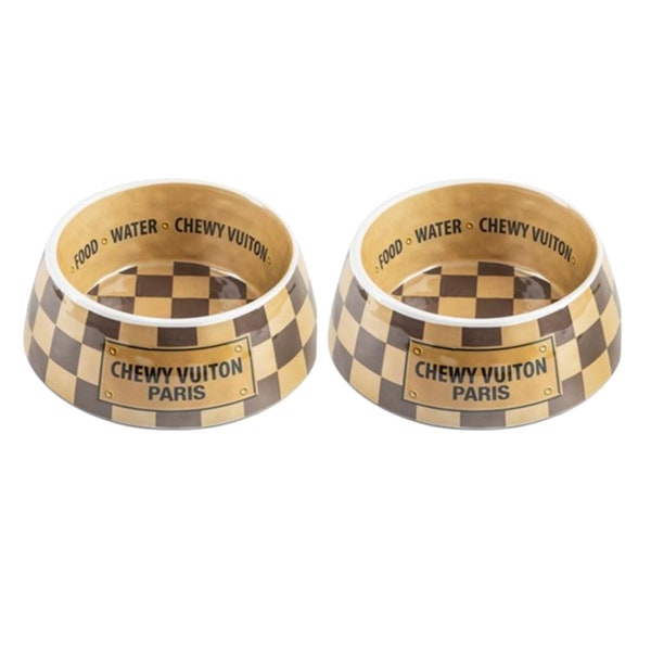 Checker Chewy Vuiton Bowl Set (2 bowls)