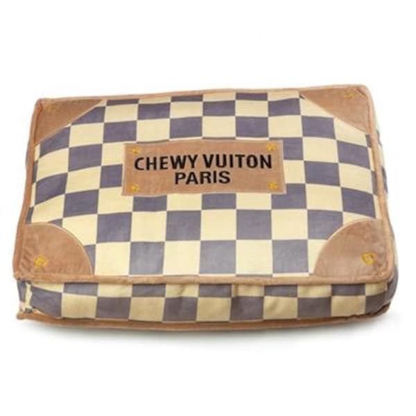Checkered Chewy Vuiton Doggie Bed