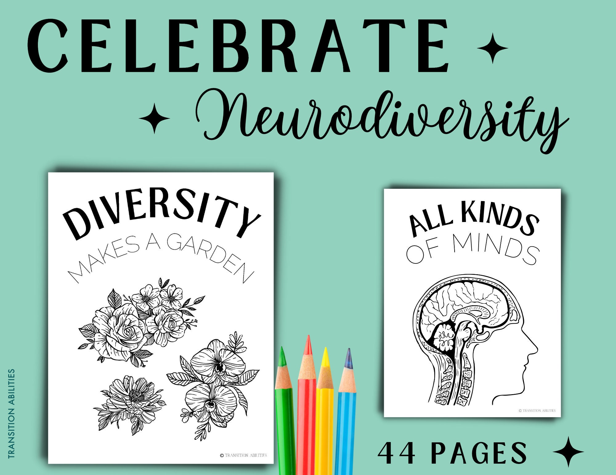 Neurodiversity Coloring Pages: Neurodiversity &amp; Disability Affirming Coloring Pages Autism Acceptance
