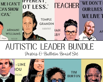 Berühmte Autistische Menschen Klassenzimmer Pinnwand Set | Druckbares Poster Bundle | Autismus Akzeptanz & Bewusstsein | Neurodiversität Printables