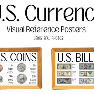 US Coin & Bills Posters | United States Coins Bills, American Coins Bills | Bulletin Board Decor, Money Math Posters (Printable PDF)