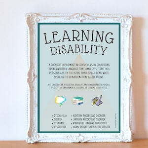 Cartel de discapacidad de aprendizaje / Aceptación de la neurodiversidad y conciencia de la discapacidad / Tablón de anuncios del aula de maestros de educación especial