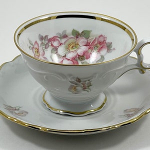 Schumann Arzberg Bavarian Golden Crown Briar Rose Tea Cup & Saucer