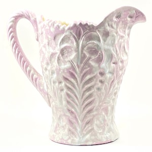 Rustic Pink and White Ceramic Pitcher