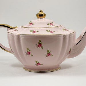 Pink Sadler Ditsy Rose Chintz Transferware Teapot