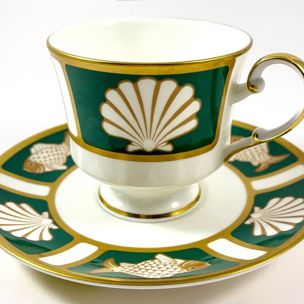 Mikasa Fish and Shell Green (Narumi) Cup and Saucer