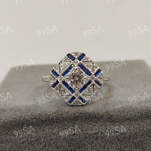 vintage 2,0 kt witte rond geslepen moissaniet verlovingsring van 935 argentiumzilver, antieke verlovingsring, ringen voor vrouwen, jubileumcadeau